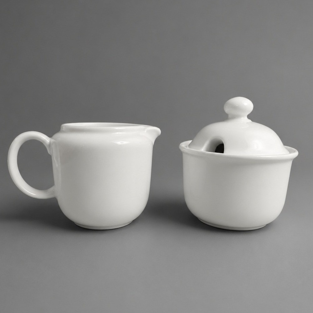 Seltmann Weiden Creamer and Sugar Bowl Set White Porcelain Germany Modernist